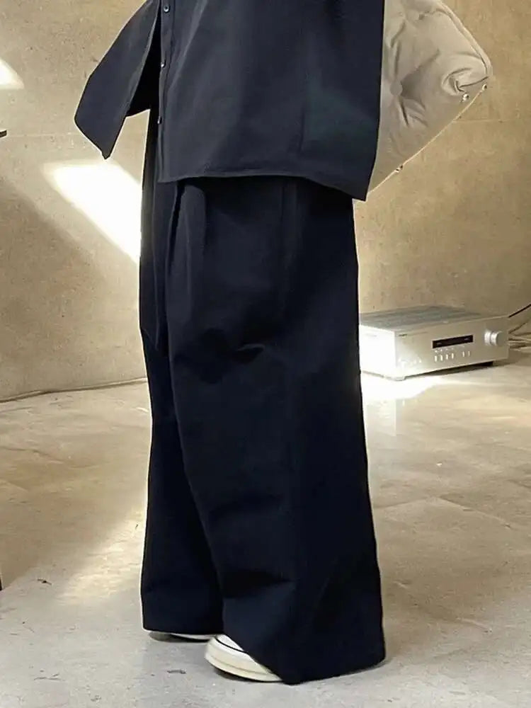 High Waist Black Long Pleated Wide Leg Casual Pants New Loose Fit Trousers Women Fashion Tide Spring Autumn 2025 1DF4438