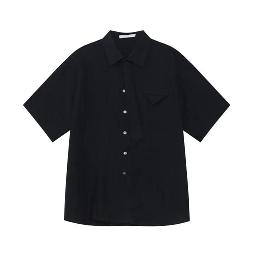 Load image into Gallery viewer, Korean Style Men Two-piece Sets Lapel Solid Color Short Sleeve Single Breasted Shirt Elastic Waist Drawstring Pants 9W1256
