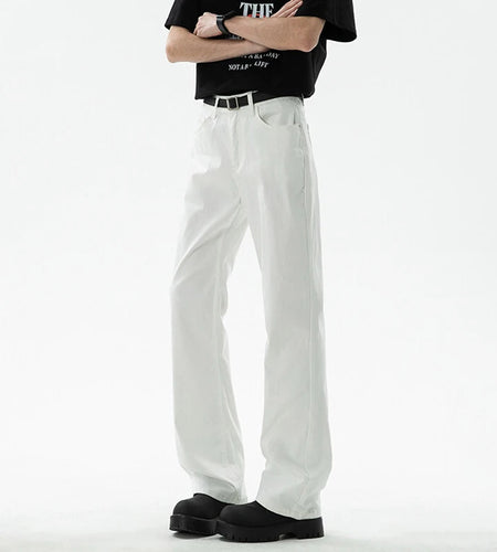 Men's Jeans New American Style Solid Color Simple Trendy High Street Straight Leg Stylish Male Sunmmer Trousers 9W1855