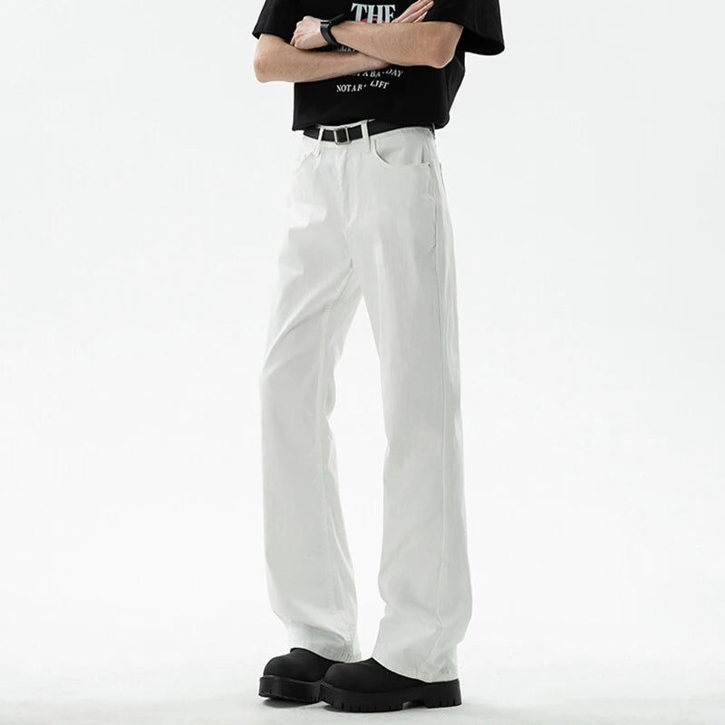 Men's Jeans New American Style Solid Color Simple Trendy High Street Straight Leg Stylish Male Sunmmer Trousers 9W1855