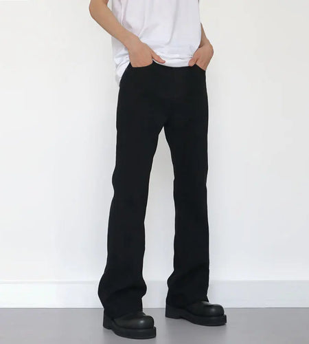 Men's Jeans New Spring High Street Style Slightly Flared Denim Pants Solid Color Handsome Casual Male Trousers 9W1422