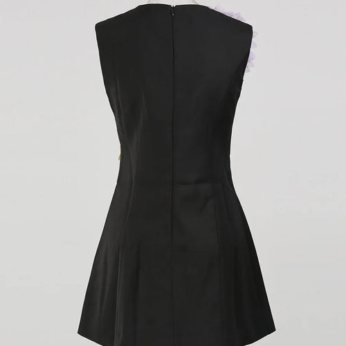 Load image into Gallery viewer, Hit Color Spliced 3D Flower Fashion Mini Dresses for Women Round Neck Sleeveless Elegant Dress Female Clothing New
