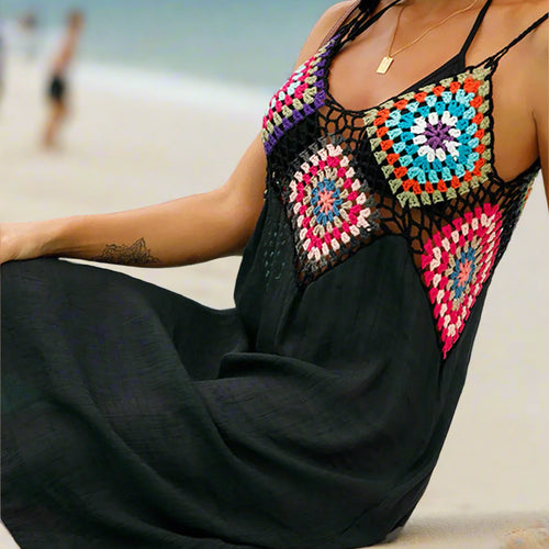 Load image into Gallery viewer, Sexy Splicing Hollow Out Crochet Knitted Tunic Beach Cover Up Cover-ups Beach Dress Beach Wear Beachwear Female V3922
