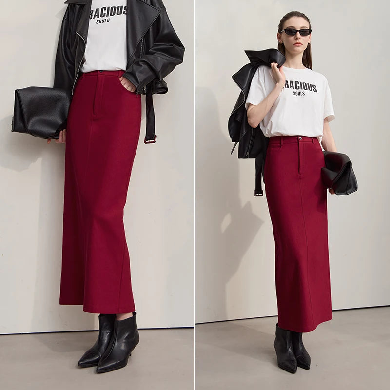 Women's Skirt 2025 Autumn New Solid Elegance Simple Style Straight Long Skirt Casual Versatile Women's Clothing 12543187
