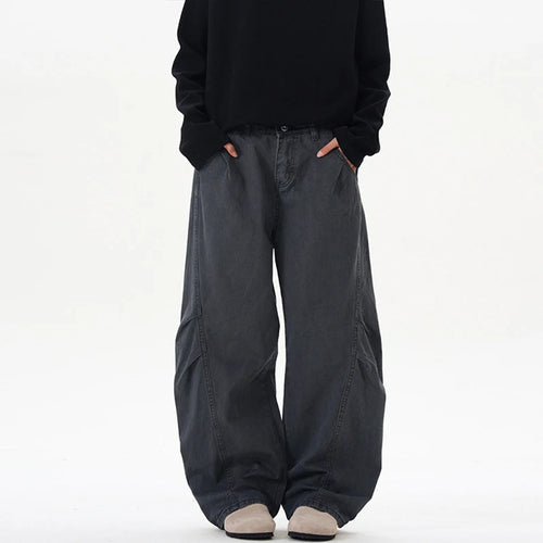 Load image into Gallery viewer, Men's Causal Pants New American Style Washed Design Pleated Curved Knife Trendy Male Loose Wide Leg Trousers Summer 9W1901
