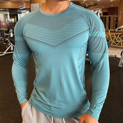 Load image into Gallery viewer, High Quality Running Sport Shirt Men Fitness Compression Long Sleeve Upper Clothing Crew Neck Swearshirt Male Rash Guard Wicking
