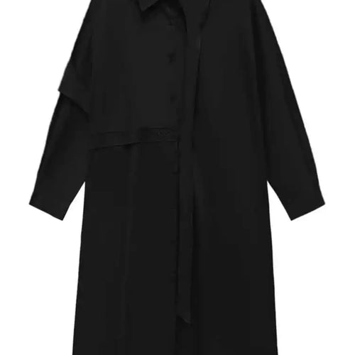 Load image into Gallery viewer, Women Purple Belted Big Size Irregular Midi Shirt Dress New Lapel Long Sleeve Fashion Tide Spring Autumn 2025 1DH5164
