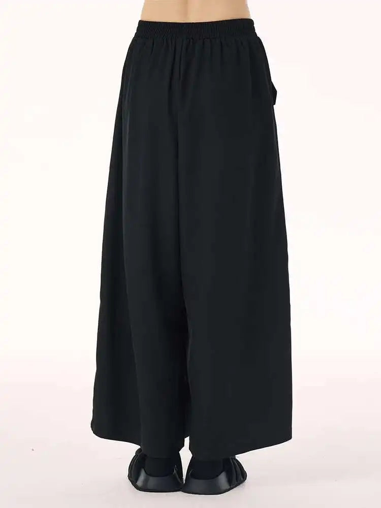 High Elastic Waist Black Pockets Casual Long Cargo Pants New Trousers Women Fashion Tide Spring Autumn 2025 1DH9216