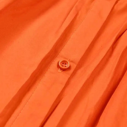 Load image into Gallery viewer, Women Orange Irregular Pleated Big Size Dress New Stand Collar Long Sleeve  Fashion Tide Spring Autumn 2025  1DF4807115
