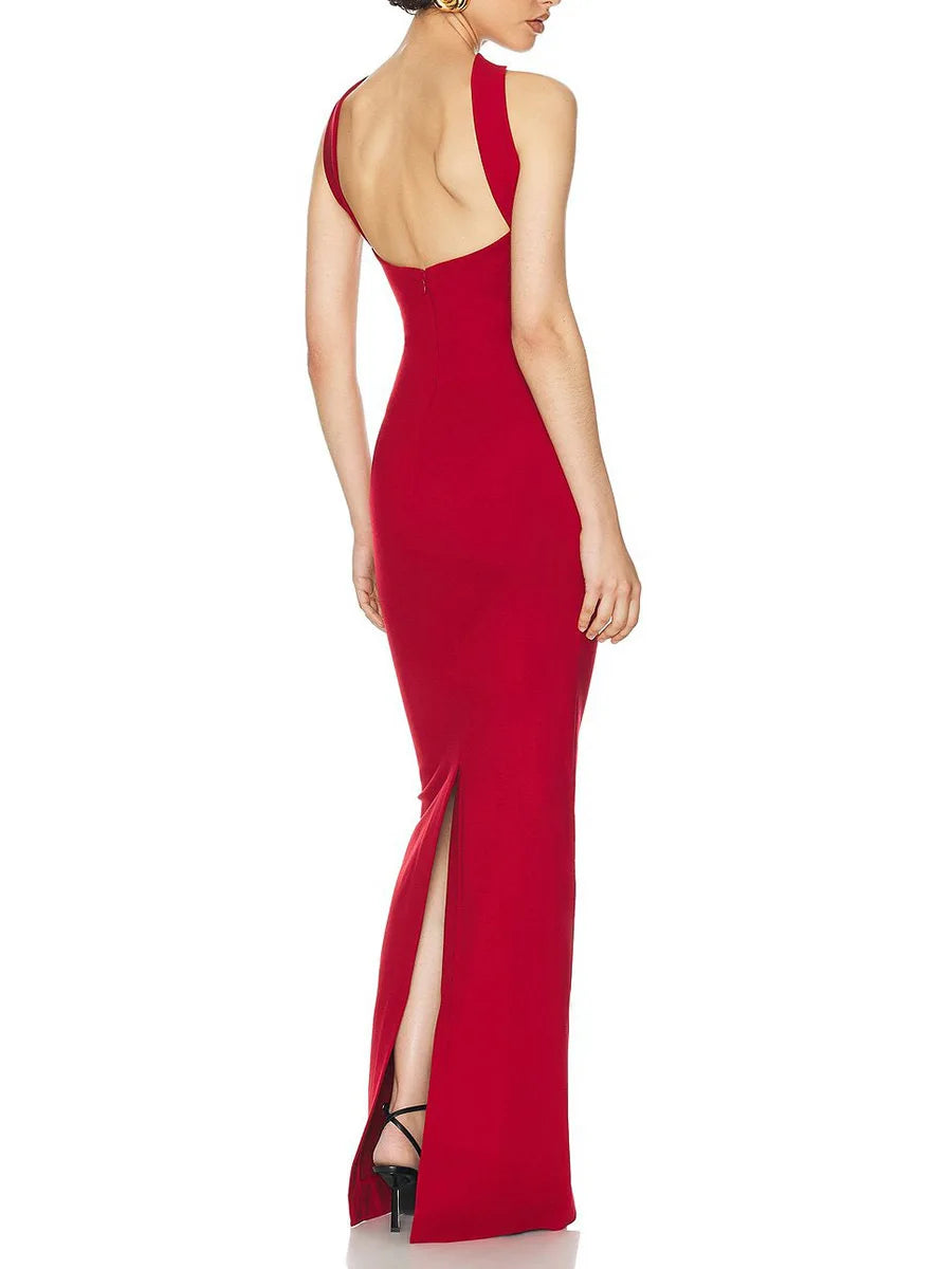 Solid Slimming Dresses For Women Strapless Sleeveless High Waist Temperament Long Dress Female Fashion Style New