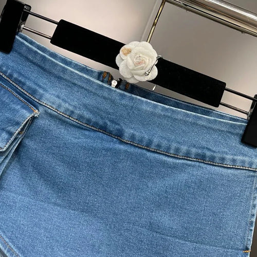 Load image into Gallery viewer, Soild Denim Shorts For Women High Waist Patchwork Pocket Summer Asymmetrical Shorts Skirts Female Fashion
