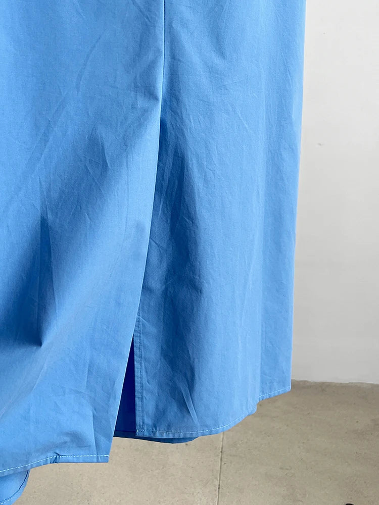 Women Blue With Bag Brief Elegant Long Vest Dress New Round Neck Sleeveless Fashion Tide Spring Autumn 2025 1DJ1112