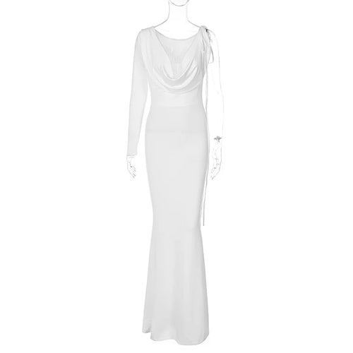 Load image into Gallery viewer, Elegant Backless Sexy Maxi Dress For Women Robe 2023 Spring New V Neck One Sleeve Lace-up Party Long Dress Vestido
