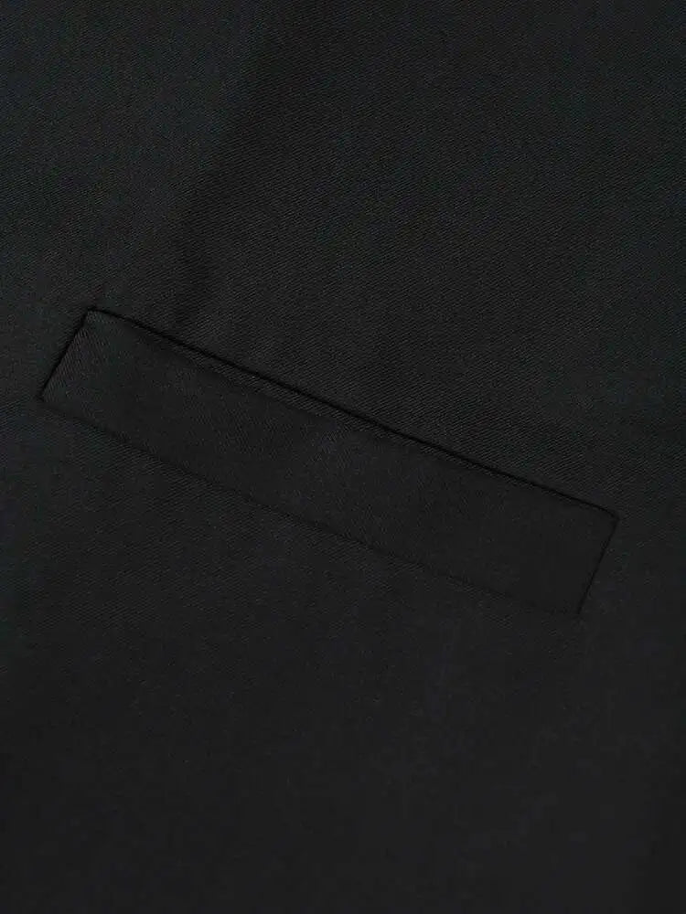 Women Black Color-block Big Size Trench New Lapel Long Sleeve Loose Fit Windbreaker Fashion Spring Autumn 2025 1DF328401