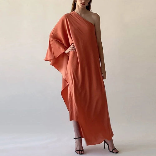 Load image into Gallery viewer, Muslim Women&#39;s Fashion Dubai Abaya Dresses 2025 Summer Autumn Loose Asymmetric One-shoulder Long Dresses for Woman
