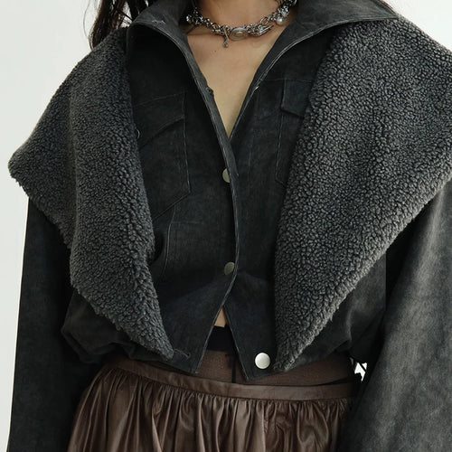 Load image into Gallery viewer, Gray Thick Double Layers Big Size Short Jacket New Hooded Long Sleeve Women Coat Fashion Tide Autumn Winter 2025 1DH8273
