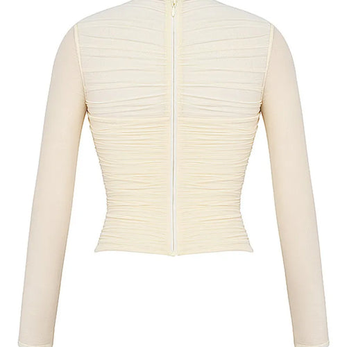 Load image into Gallery viewer, Sheer Mesh Long Sleeve Sexy T-shirt Women 2023 Autumn New V Neck Zipper Layered Skinny Club Party Sexy Tops
