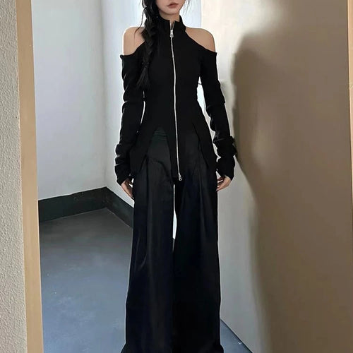 Load image into Gallery viewer, Sexy Fairy Off-the-shoulder Streetwear Slim T-shirts Grunge Knitted Y2k Aesthetic Tees Harajuku Vintage Casual Split Tops Women
