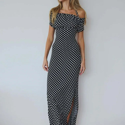 Load image into Gallery viewer, Elegant Sleeveless Hanging Collar One Shoulder Dress Women Sexy Backless Bodycon Slit Dress Party Holiday Beach Vestido
