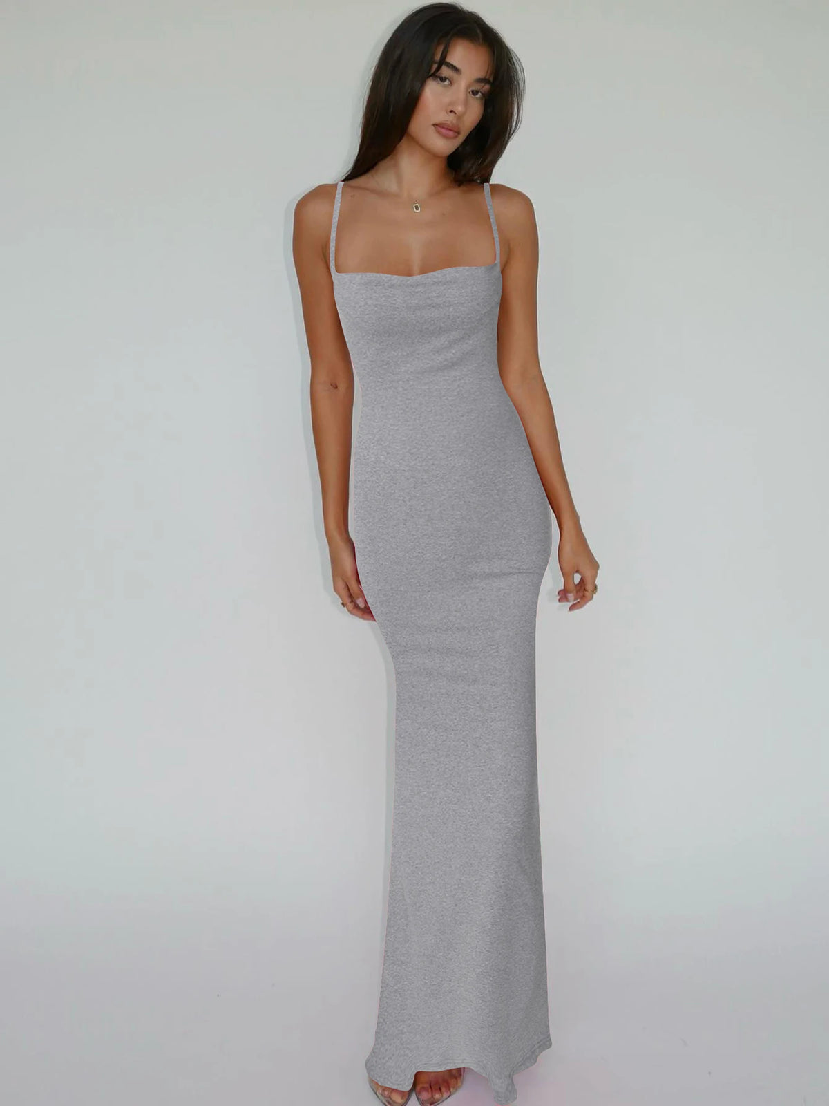 Pure Color Sleeveless Backless Elegant Sexy Bodycon Y2K Maxi Prom Dress 2025 Summer Women Clothes Birthday Party Casual