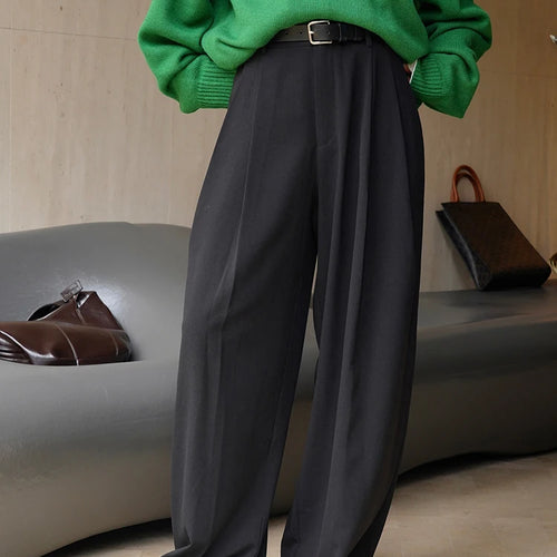 Load image into Gallery viewer, High Waist Purple Brief Long Wide Leg Elegant Pants New Loose Fit Trousers Women Fashion Tide Spring Autumn 2025 1DH1026
