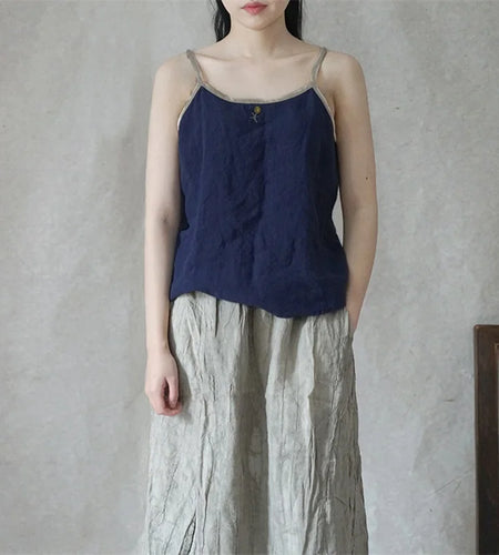 y2k Cami Tops Women Summer Clothes Floral Embroidery Spaghetti Strap Sleeveless Cotton Linen T Shirts 2000s Clothing