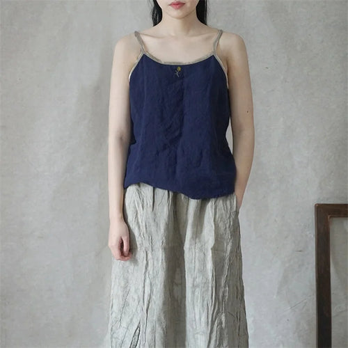 Load image into Gallery viewer, y2k Cami Tops Women Summer Clothes Floral Embroidery Spaghetti Strap Sleeveless Cotton Linen T Shirts 2000s Clothing
