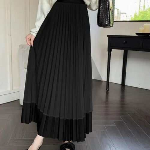 Load image into Gallery viewer, Autumn Winter New Black Beige Patchwork Mesh Elegant High Waist Long Skirt Women Brown Festival Pleated Skirt Simplicity Popular
