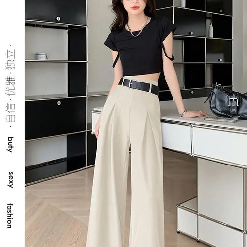 Load image into Gallery viewer, Solid High Waist Casual Suit Long Pants Women's Straight Wide Leg Trousers Slim Summer 2024 New Loose Versatile Fashion Popular
