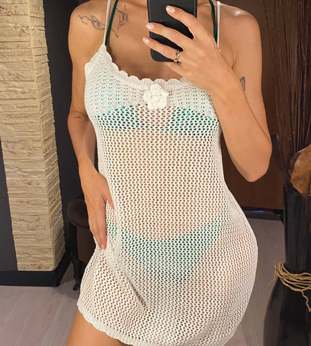 3 Colors Hollow Out Backless Crochet Knitted Tunic Beach Cover Up Cover-ups Beach Dress Beach Wear Beachwear Female Women V5632