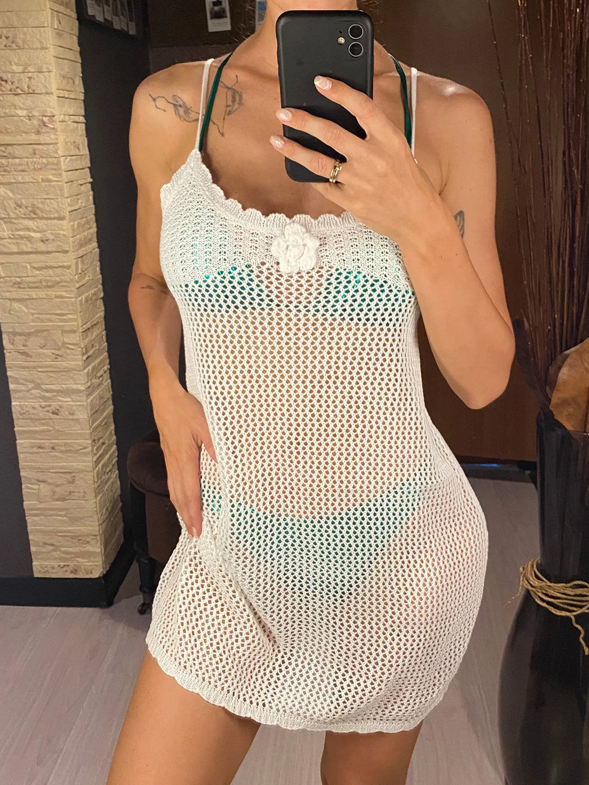 3 Colors Hollow Out Backless Crochet Knitted Tunic Beach Cover Up Cover-ups Beach Dress Beach Wear Beachwear Female Women V5632