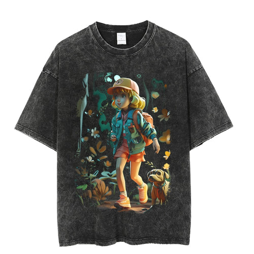 Load image into Gallery viewer, Vintage Washed Tshirts Anime T Shirt Harajuku Oversize Tee Cotton fashion Streetwear unisex top 1
