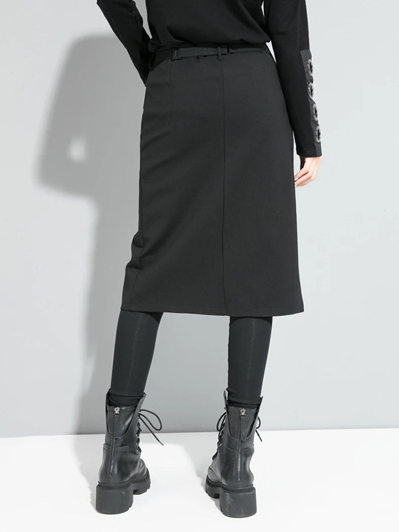 High Elastic Waist Black Stitch Long False Two Trousers New Loose Fit Pants Women Fashion Tide Spring Autumn 2025 1S191