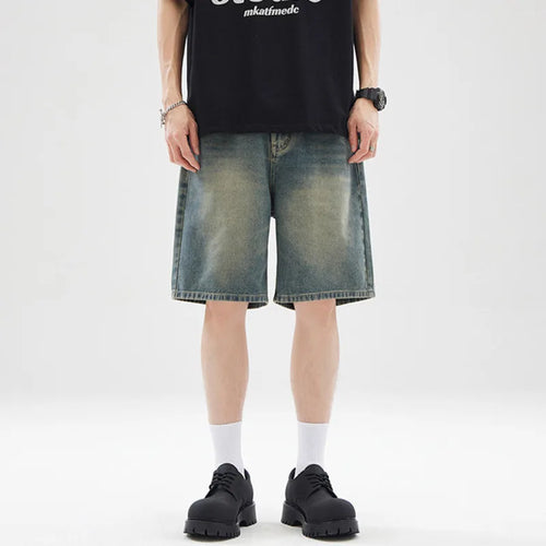 Load image into Gallery viewer, Men&#39;s Denim Shorts Solid Color Summer American Fanshion Style Cleanfit Five Quarter Jeans Male Loose Clothing 2025 9W1354
