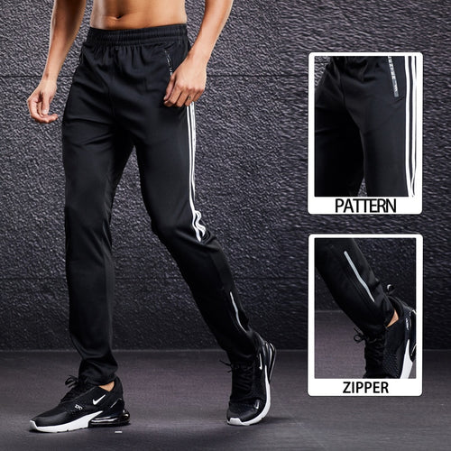 Load image into Gallery viewer, Men Running Sport Pants with Zipper Pockets Football Training Joggings Sweatpants Basketball Soccer Trousers Plus Size for Male
