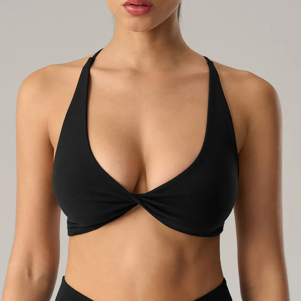 Oblique Shoulder Yoga Bra Women's Beautiful Back Gym Sports Underwear Hollow out Back Running Fitness Vest Push Up Workout Top