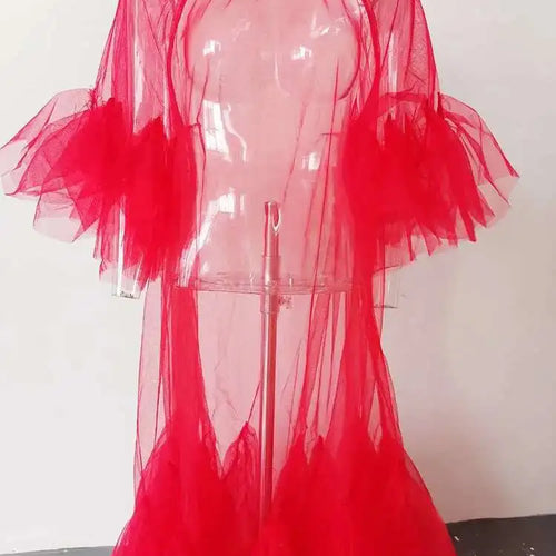 Load image into Gallery viewer, Women Black Ruffles Long Big Size Dress New Round Neck Three-quarter Sleeve Loose Fit Fashion Spring Summer 2025 JR77101
