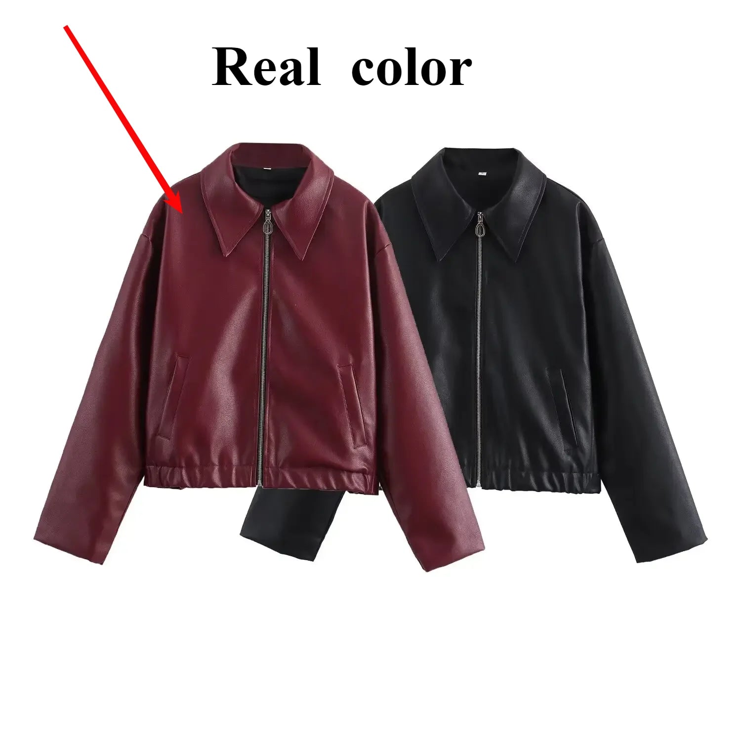 Autumn Winter 2024 Women's Moto Biker Zipper Long Sleeve Jacket Faux Leather Jacket Outerwears Causal New in Coats