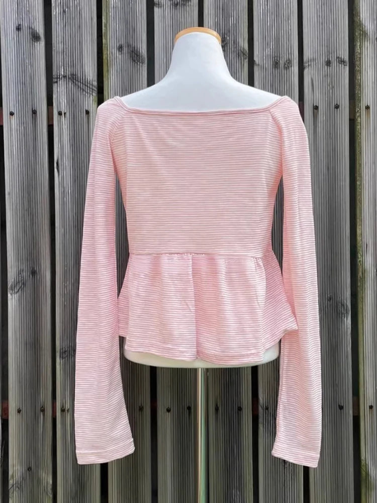 Korean Women Bandage Bow Cardigans Vintage Fairy Y2k Aesthetic Striped Coat Streetwear Fashion Casual Chic Fairy Cardigan Femme