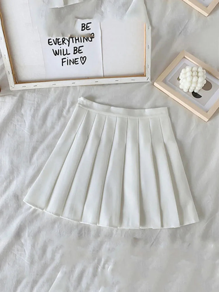 Black Skirt Female Summer High Waist gothic Anti-Glare A-Line Pleated Skirt Short Skirt Purple Ins Tide Ulzzang Skirt