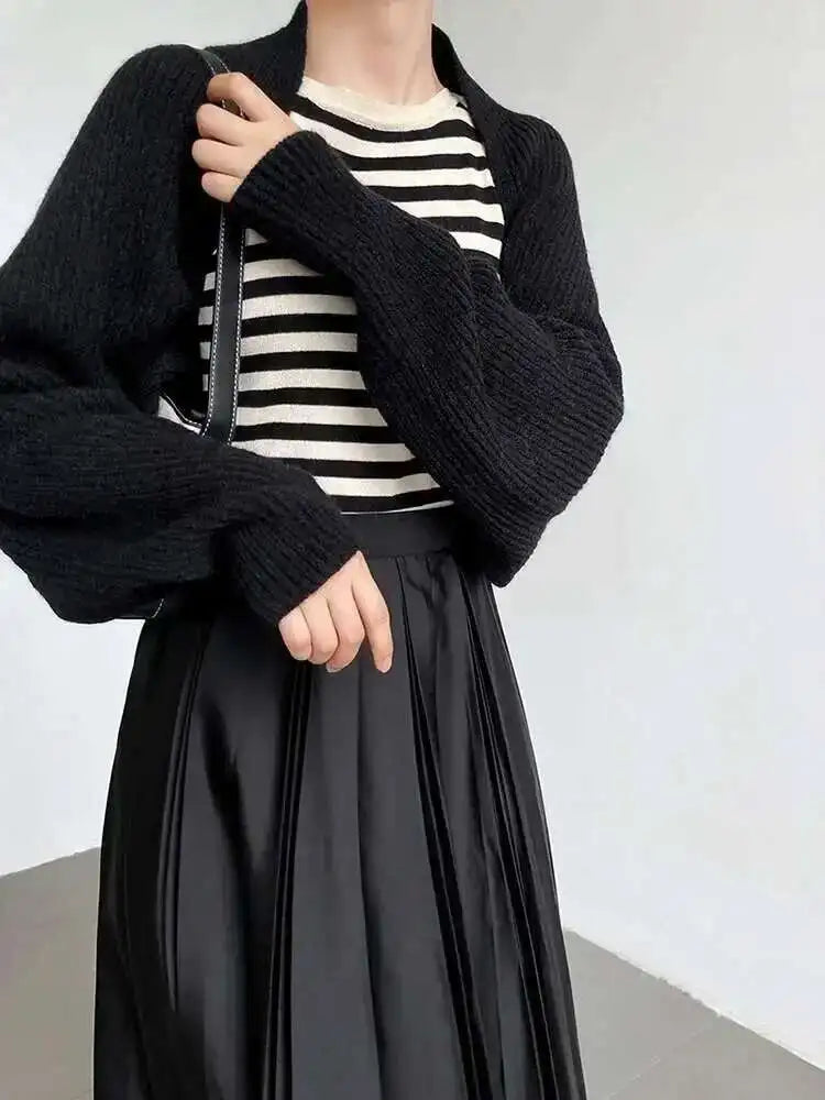 Elegant Gray Knitting Cardigan Sweater Loose Fit V-Neck Long Sleeve Women New Fashion Tide Autumn Winter 2025 1DF2337