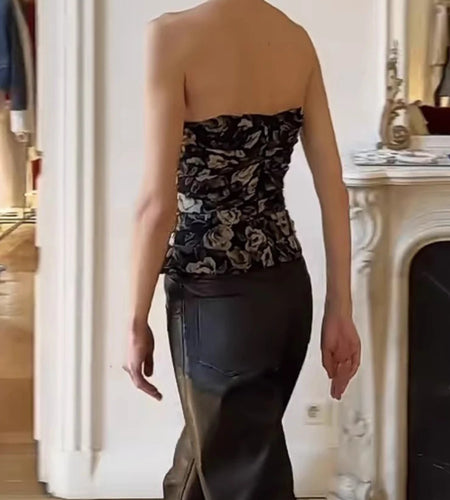 Hit Color Spliced Lace Up Slimming Vests For Women Strapless Sleeveless Tunic Temperament Vests Female Fashion New