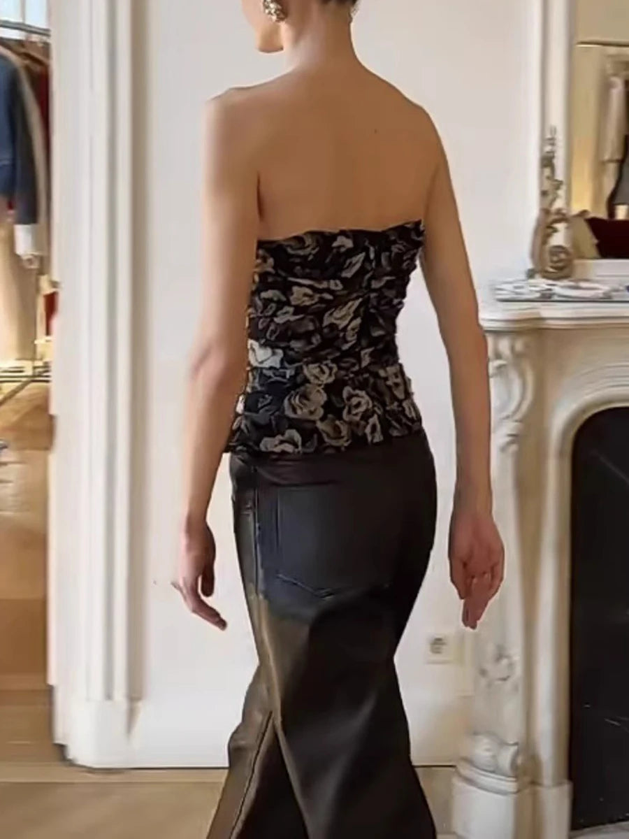 Hit Color Spliced Lace Up Slimming Vests For Women Strapless Sleeveless Tunic Temperament Vests Female Fashion New