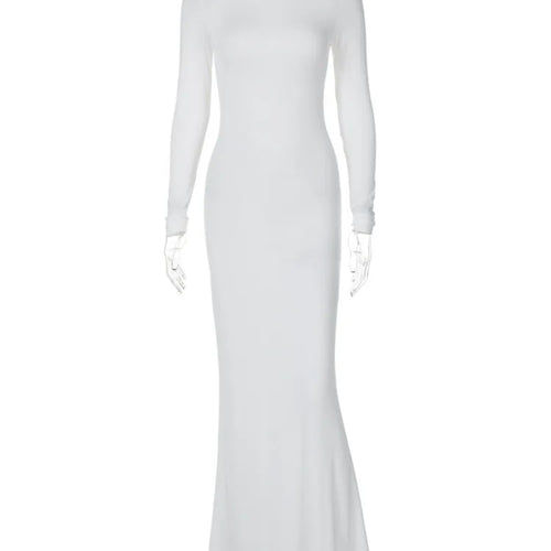 Load image into Gallery viewer, Turtleneck Long Sleeve Maxi Dress Women Gown Autumn Winter New Solid Sexy Long Dress Femme Fashion Floor-length Dress
