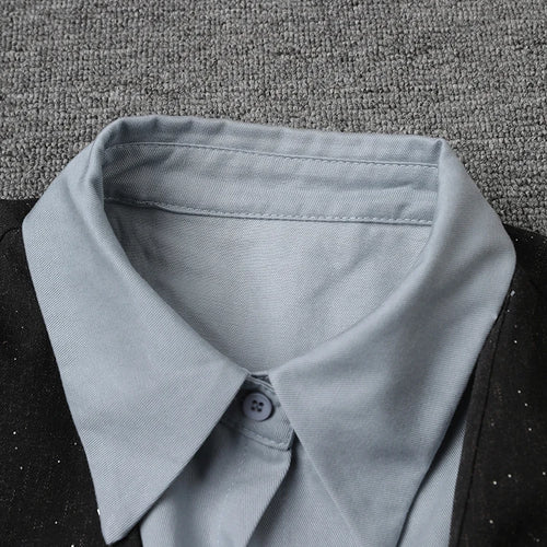 Load image into Gallery viewer, Women Black Color-block Big Size Elegant Blazer New Lapel Long Sleeve Jacket Fashion Tide Spring Autumn 2025 7AB8422
