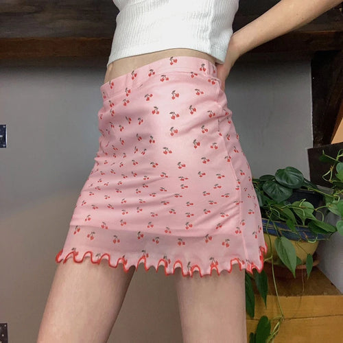 Load image into Gallery viewer, Sweet Pink Bodycon Summer Mesh Skirt Women Frills Korean Fashion Cute Coquette Mini Skirt Frills Double Layer Bottoms
