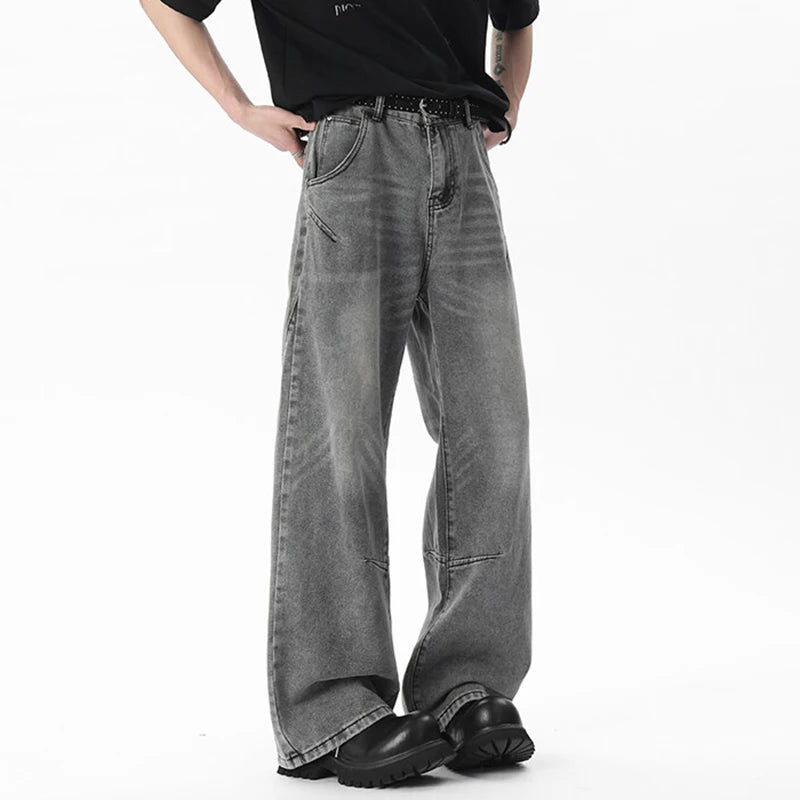 Men's Jeans New Summer Three Dimensional Splicing Design American High Street Straight Leg Male Denim Pants 2025 9W1660