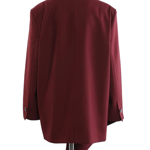 Load image into Gallery viewer, Women Wine Red Irregular Big Size Blazer New Scarf Collar Long Sleeve Jacket Fashion Tide Spring Autumn 2025 1DH9437
