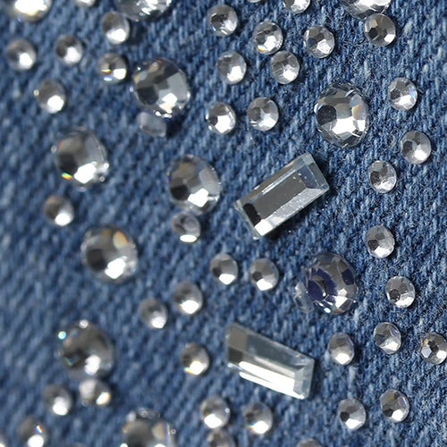 Load image into Gallery viewer, High Waist Blue Denim Long Rhinestones Shining Flare Jeans New Women Trousers Fashion Tide Spring Autumn 2025 7AB9027
