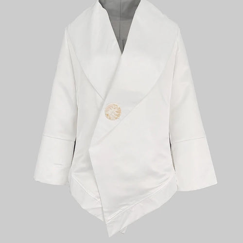 Load image into Gallery viewer, Women&#39;s shirts &amp; blouses Summer 2024 Long Sleeves Loose Buttoned Stand Collar Office White Tops Clothes for Female
